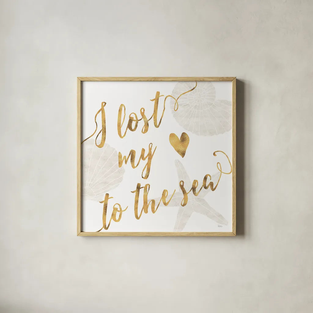 To the Sea I by Veronique Charron. Shown in a natural wood glass frame for a timeless modern aesthetic. Available as an archival giclee rolled canvas, fine art paper, or poster print. SKU 29876a.