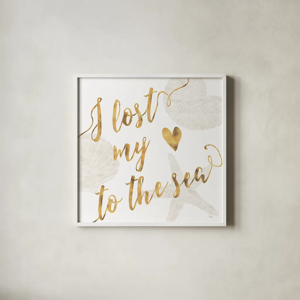 To the Sea I by Veronique Charron. Shown in a crisp white glass frame for a clean and minimalist style. Available as an archival giclee rolled canvas, fine art paper, or poster print. SKU 29876a.