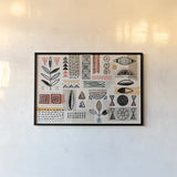 Tribal Tones I by Veronique Charron. shown as a paper print in a black flame. Available as a archival giclee rolled canvas, fine art paper, or poster print. SKU 70454i.