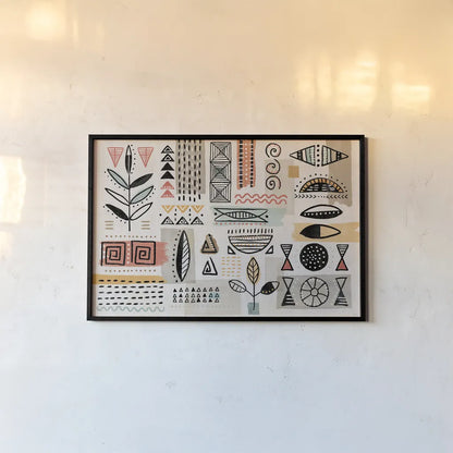 Tribal Tones I by Veronique Charron. shown as a paper print in a black flame. Available as a archival giclee rolled canvas, fine art paper, or poster print. SKU 70454i.