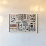 Tribal Tones I by Veronique Charron. shown as a paper print in a white frame. Available as a archival giclee rolled canvas, fine art paper, or poster print. SKU 70454i.