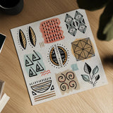Tribal Tones IX by Veronique Charron. Shown as a detailed flat fine art print, highlighting archival giclee quality. Available as an archival giclee rolled canvas, fine art paper, or poster print. SKU 70462a.