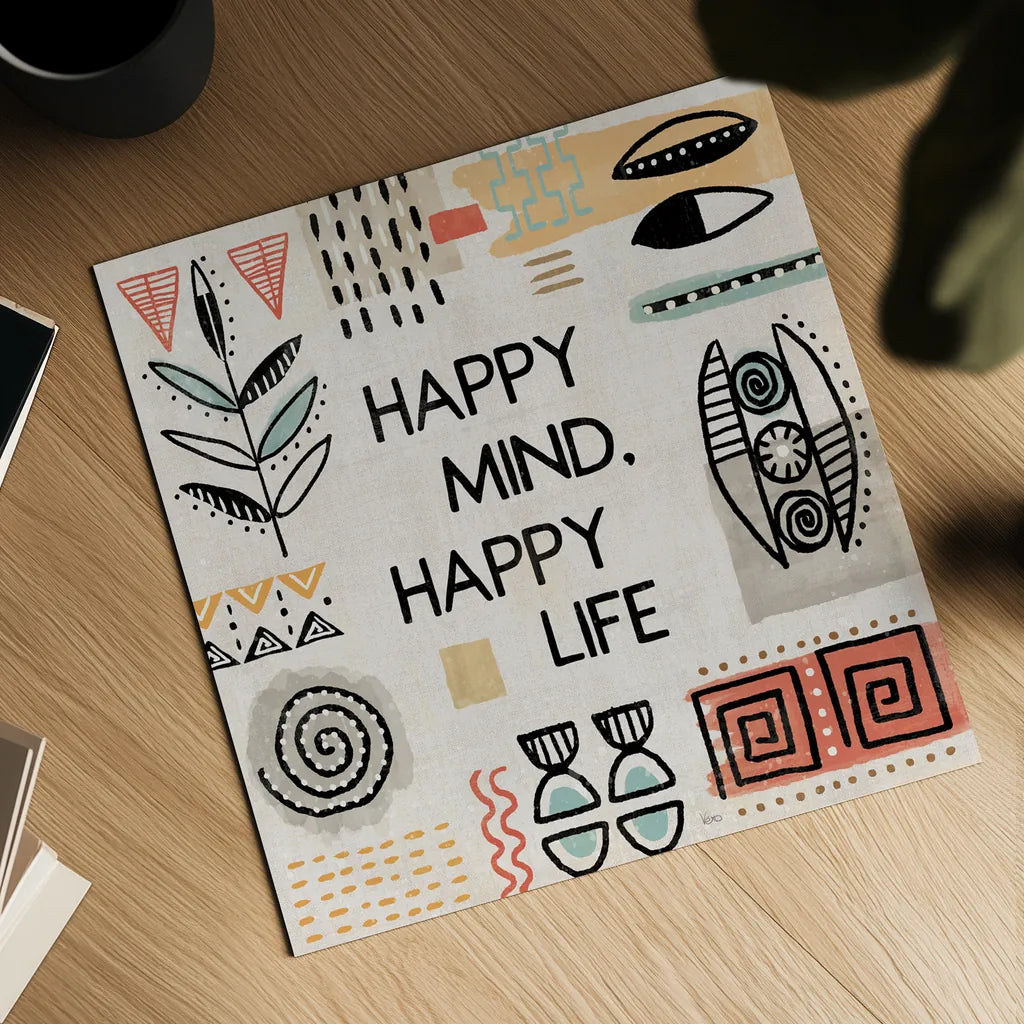 Tribal Tones VII by Veronique Charron. Shown as a detailed flat fine art print, highlighting archival giclee quality. Available as an archival giclee rolled canvas, fine art paper, or poster print. SKU 70460a.