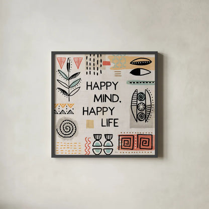 Tribal Tones VII by Veronique Charron. Shown in a sleek black glass frame for a contemporary gallery look. Available as an archival giclee rolled canvas, fine art paper, or poster print. SKU 70460a.