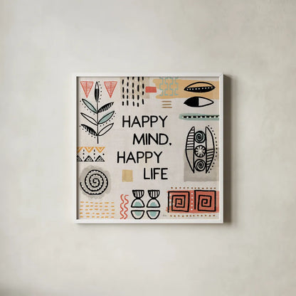 Tribal Tones VII by Veronique Charron. Shown in a crisp white glass frame for a clean and minimalist style. Available as an archival giclee rolled canvas, fine art paper, or poster print. SKU 70460a.