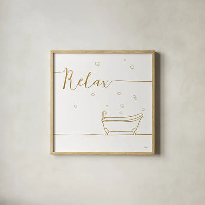 Underline Bath V by Veronique Charron. Shown in a natural wood glass frame for a timeless modern aesthetic. Available as an archival giclee rolled canvas, fine art paper, or poster print. SKU 33218a.