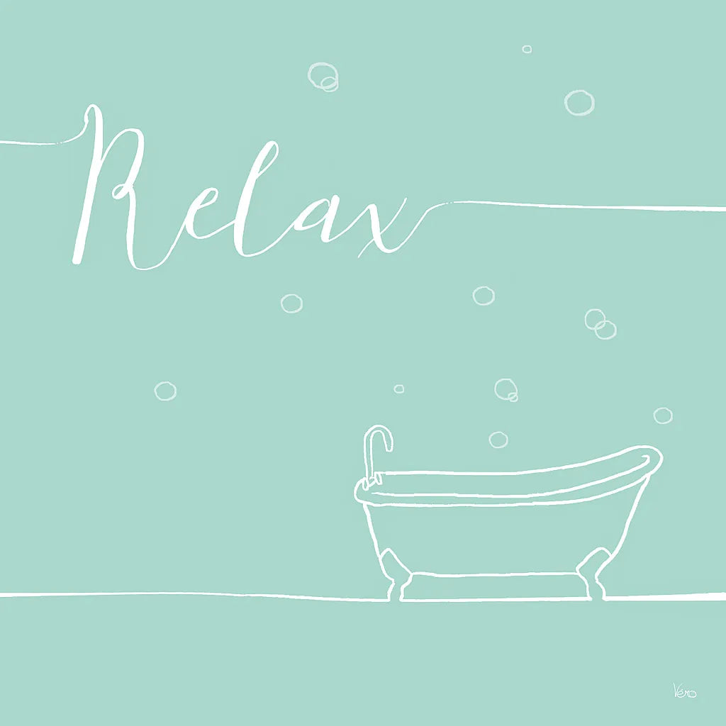 Underline Bath V Teal by Veronique Charron. SKU 33226a. Archival Giclee Fine art print for wall decor.