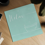 Underline Bath V Teal by Veronique Charron. Shown as a detailed flat fine art print, highlighting archival giclee quality. Available as an archival giclee rolled canvas, fine art paper, or poster print. SKU 33226a.