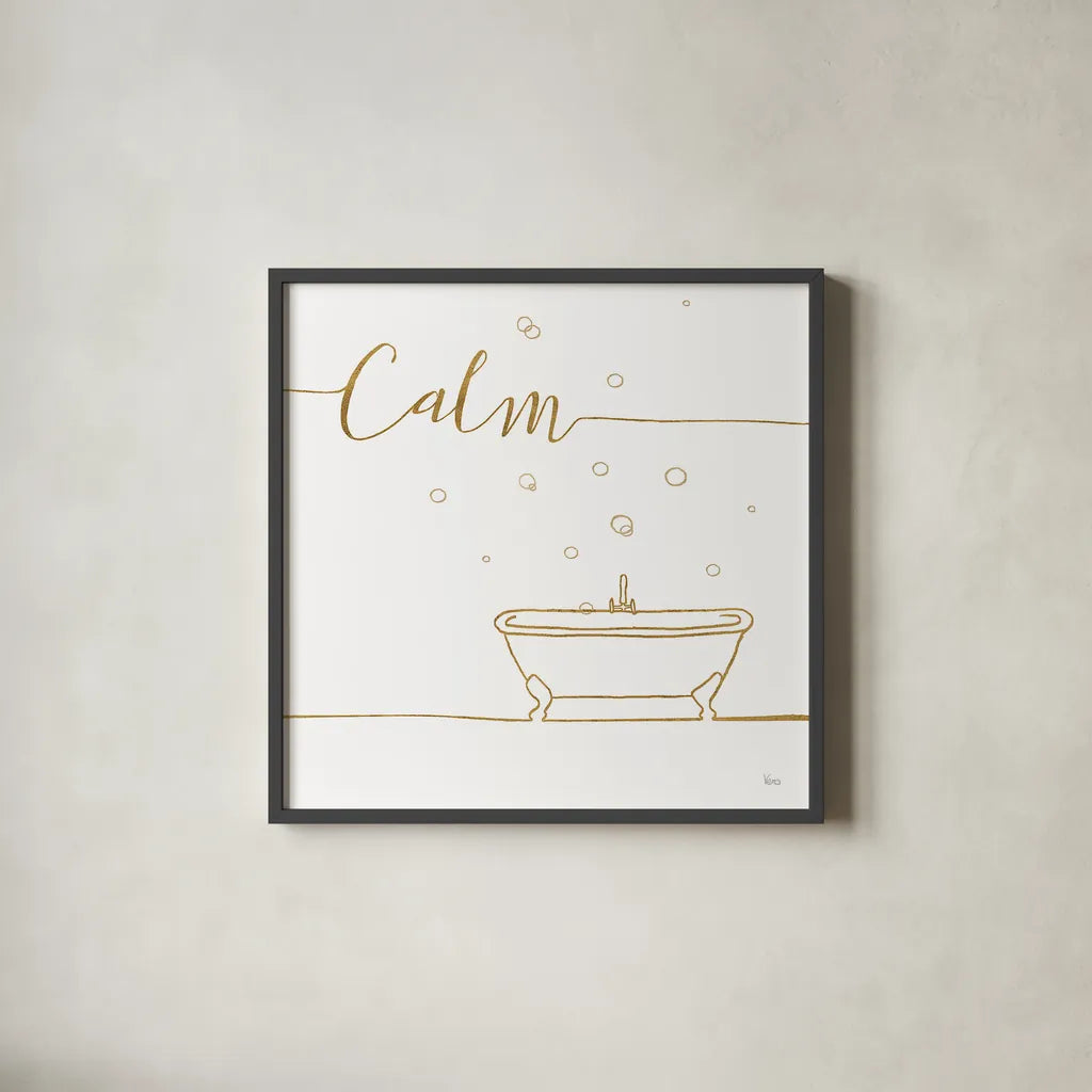 Underline Bath VI by Veronique Charron. Shown in a sleek black glass frame for a contemporary gallery look. Available as an archival giclee rolled canvas, fine art paper, or poster print. SKU 33219a.