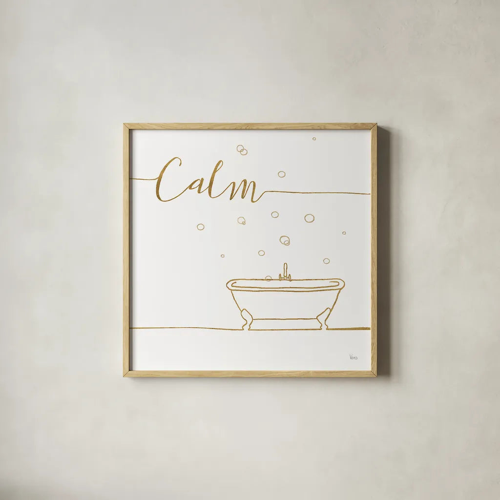 Underline Bath VI by Veronique Charron. Shown in a natural wood glass frame for a timeless modern aesthetic. Available as an archival giclee rolled canvas, fine art paper, or poster print. SKU 33219a.