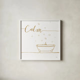 Underline Bath VI by Veronique Charron. Shown in a crisp white glass frame for a clean and minimalist style. Available as an archival giclee rolled canvas, fine art paper, or poster print. SKU 33219a.