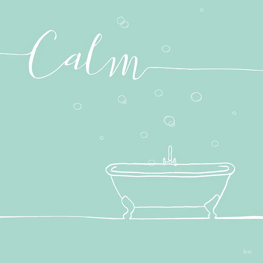 Underline Bath VI Teal by Veronique Charron. SKU 33227a. Archival Giclee Fine art print for wall decor.