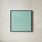 Underline Bath VI Teal by Veronique Charron. Shown in a sleek black glass frame for a contemporary gallery look. Available as an archival giclee rolled canvas, fine art paper, or poster print. SKU 33227a.