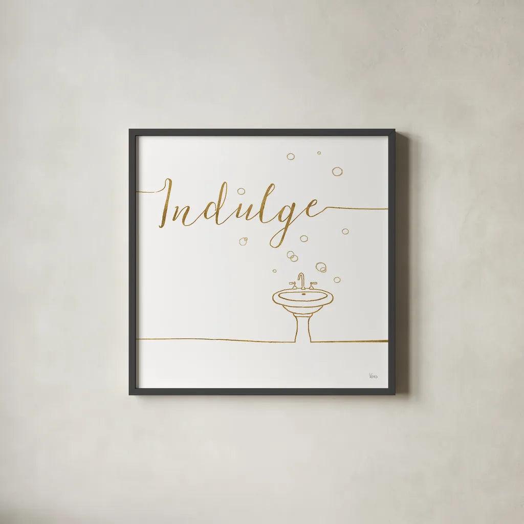 Underline Bath VII by Veronique Charron. Shown in a sleek black glass frame for a contemporary gallery look. Available as an archival giclee rolled canvas, fine art paper, or poster print. SKU 33220a.