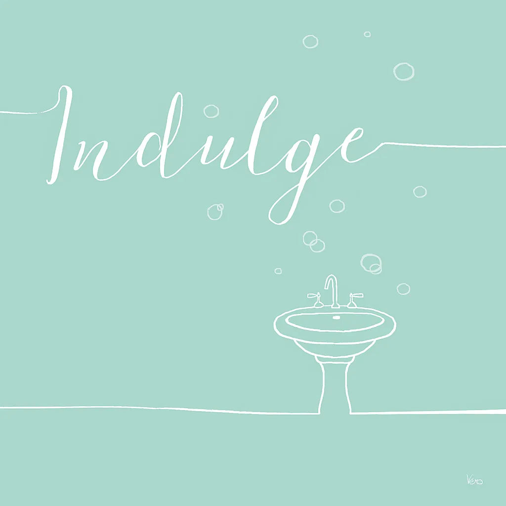 Underline Bath VII Teal by Veronique Charron. SKU 33228a. Archival Giclee Fine art print for wall decor.