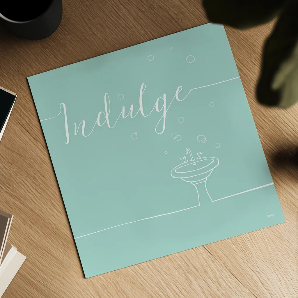 Underline Bath VII Teal by Veronique Charron. Shown as a detailed flat fine art print, highlighting archival giclee quality. Available as an archival giclee rolled canvas, fine art paper, or poster print. SKU 33228a.