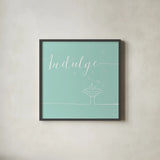 Underline Bath VII Teal by Veronique Charron. Shown in a sleek black glass frame for a contemporary gallery look. Available as an archival giclee rolled canvas, fine art paper, or poster print. SKU 33228a.