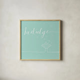 Underline Bath VII Teal by Veronique Charron. Shown in a natural wood glass frame for a timeless modern aesthetic. Available as an archival giclee rolled canvas, fine art paper, or poster print. SKU 33228a.