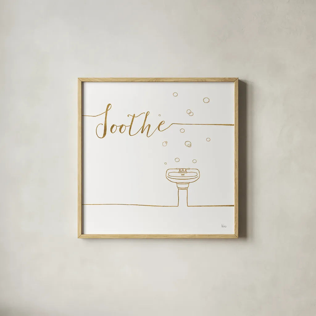 Underline Bath VIII by Veronique Charron. Shown in a natural wood glass frame for a timeless modern aesthetic. Available as an archival giclee rolled canvas, fine art paper, or poster print. SKU 33221a.