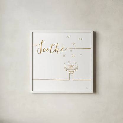 Underline Bath VIII by Veronique Charron. Shown in a crisp white glass frame for a clean and minimalist style. Available as an archival giclee rolled canvas, fine art paper, or poster print. SKU 33221a.