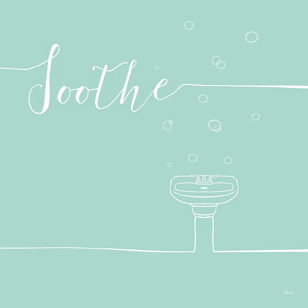 Underline Bath VIII Teal by Veronique Charron. SKU 33229a. Archival Giclee Fine art print for wall decor.