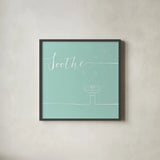 Underline Bath VIII Teal by Veronique Charron. Shown in a sleek black glass frame for a contemporary gallery look. Available as an archival giclee rolled canvas, fine art paper, or poster print. SKU 33229a.