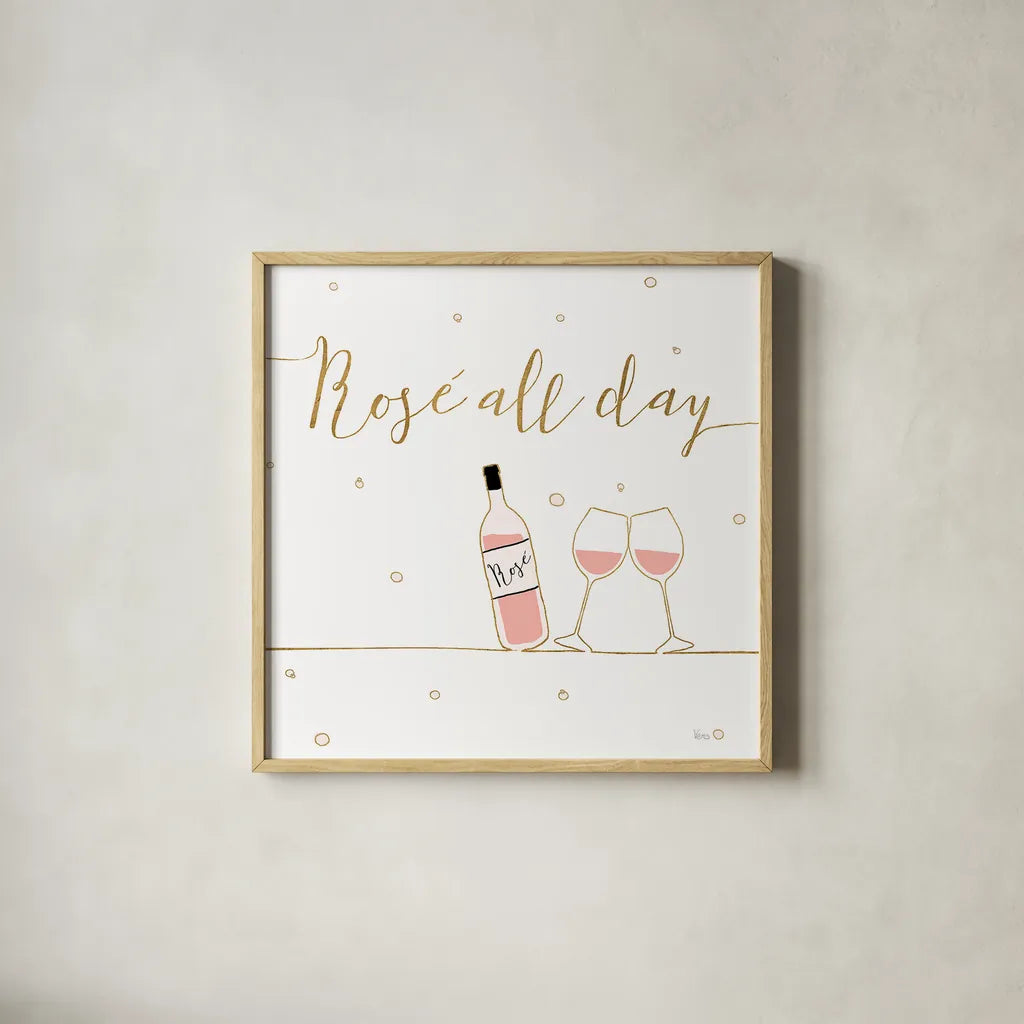 Underlined Bubbly V by Veronique Charron. Shown in a natural wood glass frame for a timeless modern aesthetic. Available as an archival giclee rolled canvas, fine art paper, or poster print. SKU 34813a.