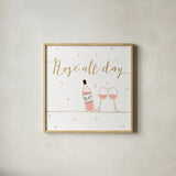 Underlined Bubbly V by Veronique Charron. Shown in a natural wood glass frame for a timeless modern aesthetic. Available as an archival giclee rolled canvas, fine art paper, or poster print. SKU 34813a.