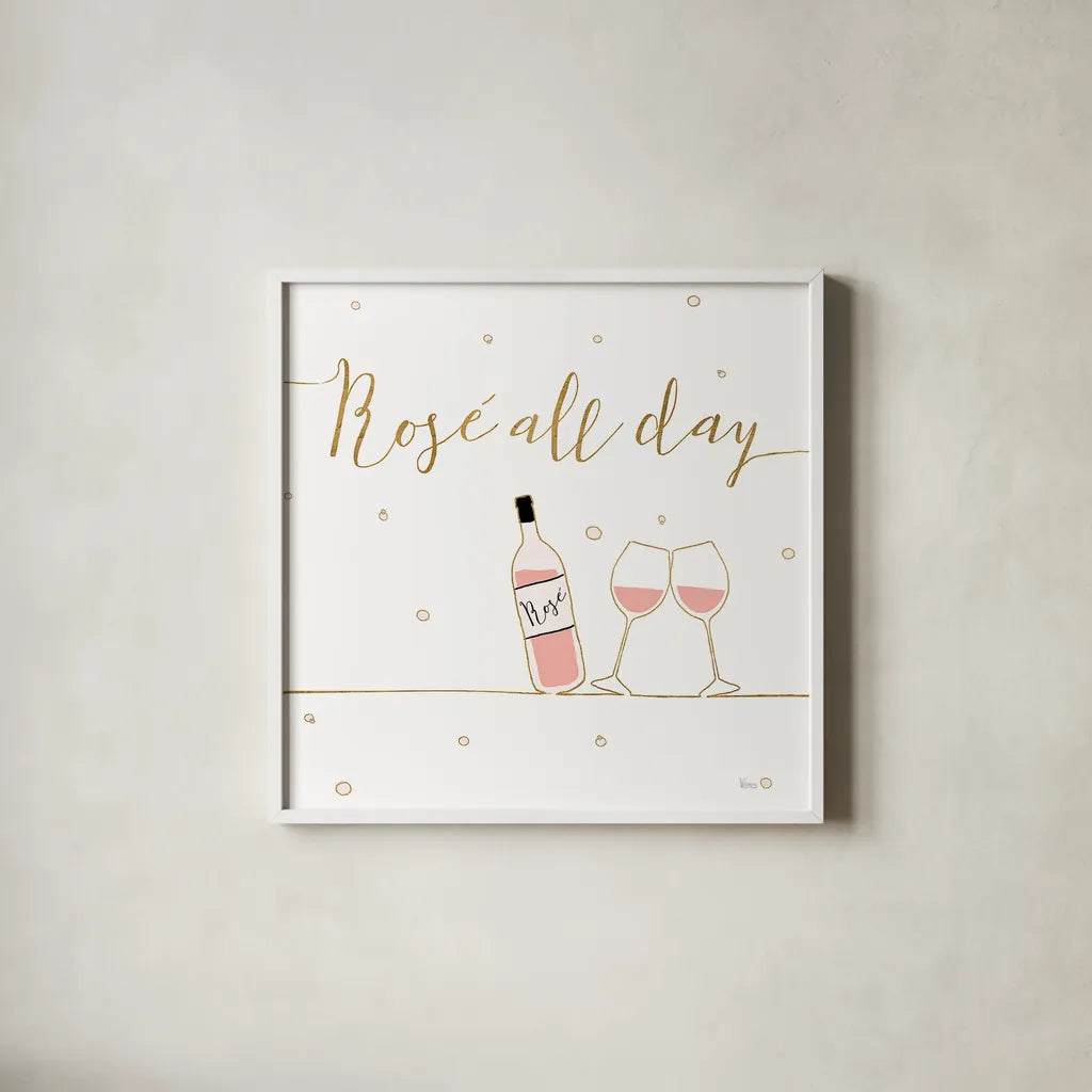 Underlined Bubbly V by Veronique Charron. Shown in a crisp white glass frame for a clean and minimalist style. Available as an archival giclee rolled canvas, fine art paper, or poster print. SKU 34813a.