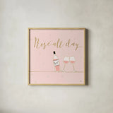 Underlined Bubbly V Pink by Veronique Charron. Shown in a natural wood glass frame for a timeless modern aesthetic. Available as an archival giclee rolled canvas, fine art paper, or poster print. SKU 34821a.