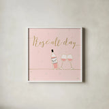 Underlined Bubbly V Pink by Veronique Charron. Shown in a crisp white glass frame for a clean and minimalist style. Available as an archival giclee rolled canvas, fine art paper, or poster print. SKU 34821a.