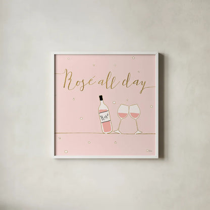 Underlined Bubbly V Pink by Veronique Charron. Shown in a crisp white glass frame for a clean and minimalist style. Available as an archival giclee rolled canvas, fine art paper, or poster print. SKU 34821a.