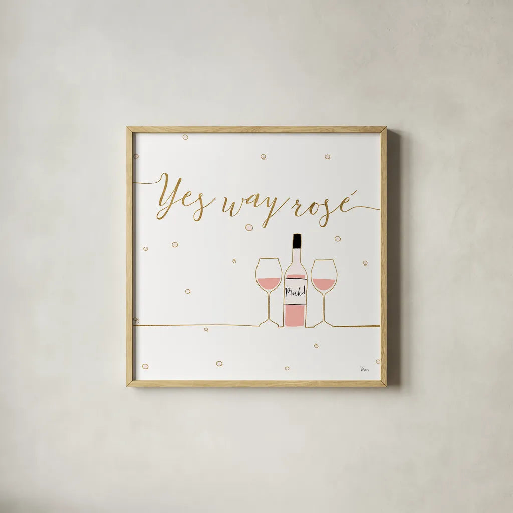 Underlined Bubbly VI by Veronique Charron. Shown in a natural wood glass frame for a timeless modern aesthetic. Available as an archival giclee rolled canvas, fine art paper, or poster print. SKU 34814a.