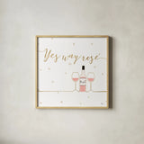 Underlined Bubbly VI by Veronique Charron. Shown in a natural wood glass frame for a timeless modern aesthetic. Available as an archival giclee rolled canvas, fine art paper, or poster print. SKU 34814a.