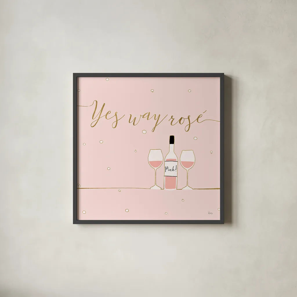 Underlined Bubbly VI Pink by Veronique Charron. Shown in a sleek black glass frame for a contemporary gallery look. Available as an archival giclee rolled canvas, fine art paper, or poster print. SKU 34822a.