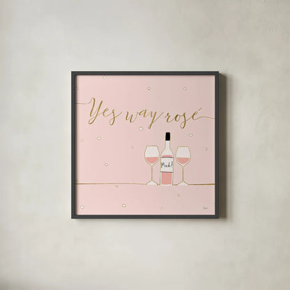 Underlined Bubbly VI Pink by Veronique Charron. Shown in a sleek black glass frame for a contemporary gallery look. Available as an archival giclee rolled canvas, fine art paper, or poster print. SKU 34822a.