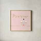 Underlined Bubbly VI Pink by Veronique Charron. Shown in a natural wood glass frame for a timeless modern aesthetic. Available as an archival giclee rolled canvas, fine art paper, or poster print. SKU 34822a.