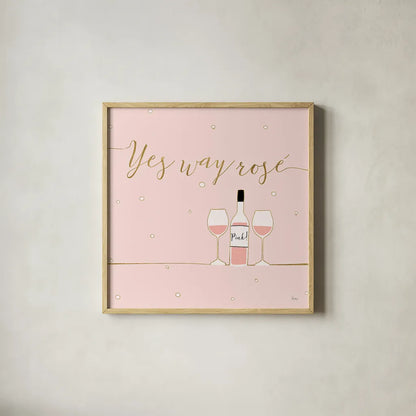 Underlined Bubbly VI Pink by Veronique Charron. Shown in a natural wood glass frame for a timeless modern aesthetic. Available as an archival giclee rolled canvas, fine art paper, or poster print. SKU 34822a.