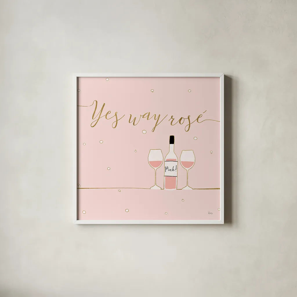 Underlined Bubbly VI Pink by Veronique Charron. Shown in a crisp white glass frame for a clean and minimalist style. Available as an archival giclee rolled canvas, fine art paper, or poster print. SKU 34822a.