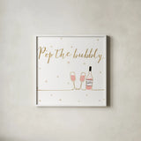 Underlined Bubbly VII by Veronique Charron. Shown in a crisp white glass frame for a clean and minimalist style. Available as an archival giclee rolled canvas, fine art paper, or poster print. SKU 34815a.