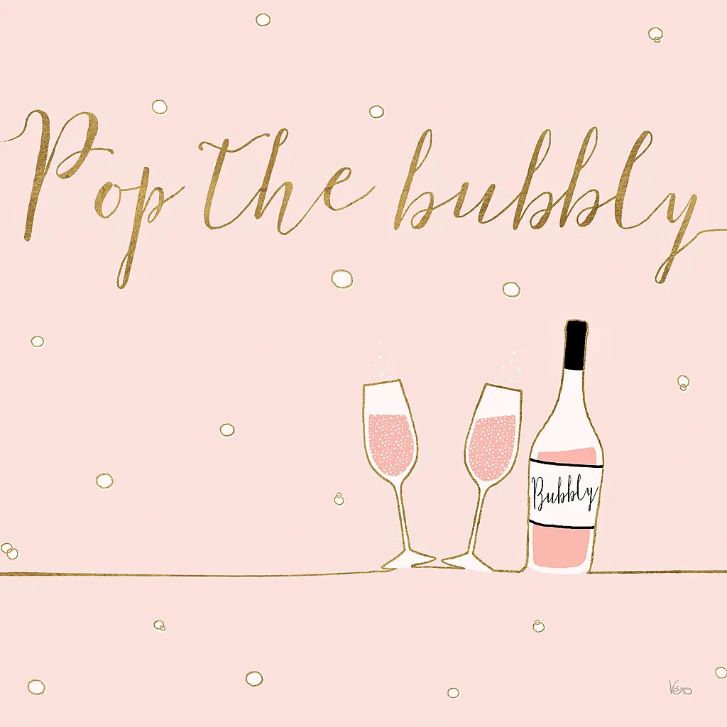 Underlined Bubbly VII Pink by Veronique Charron. SKU 34823a. Archival Giclee Fine art print for wall decor.