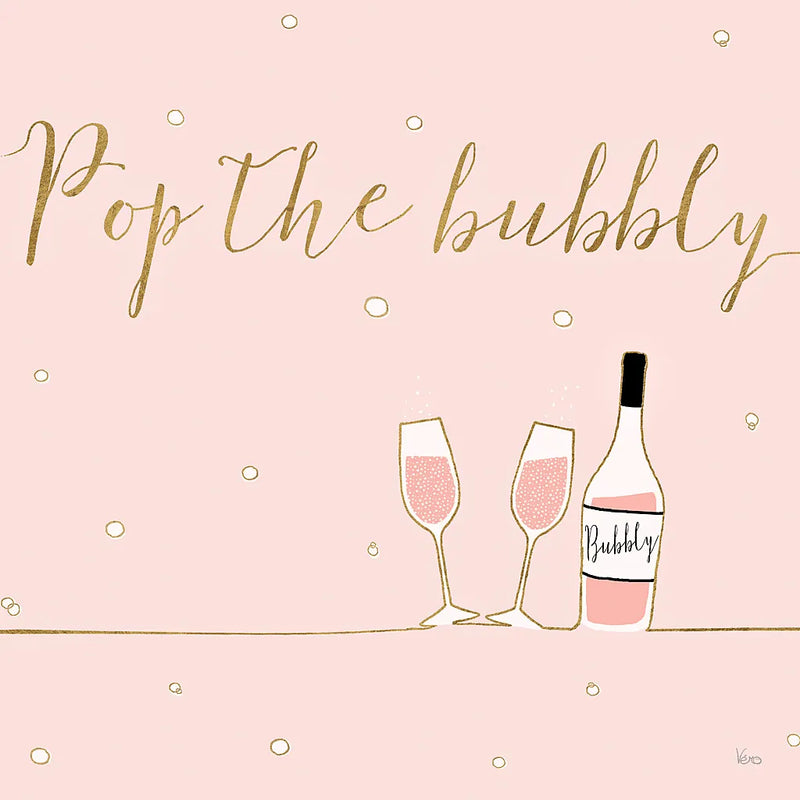 Underlined Bubbly VII Pink by Veronique Charron. SKU 34823a. Archival Giclee Fine art print for wall decor.