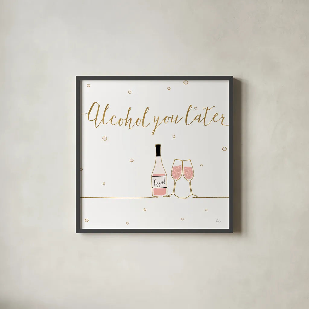 Underlined Bubbly VIII by Veronique Charron. Shown in a sleek black glass frame for a contemporary gallery look. Available as an archival giclee rolled canvas, fine art paper, or poster print. SKU 34816a.