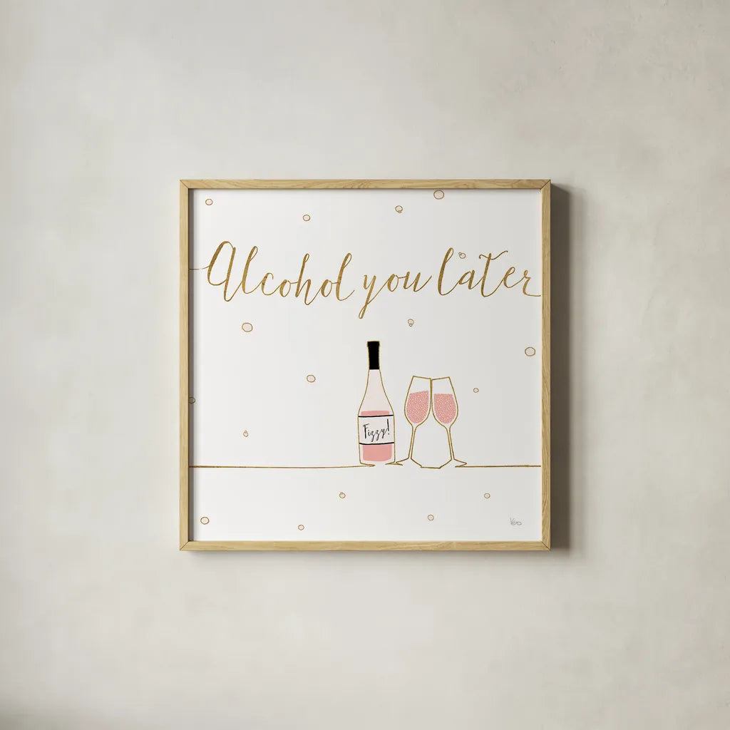 Underlined Bubbly VIII by Veronique Charron. Shown in a natural wood glass frame for a timeless modern aesthetic. Available as an archival giclee rolled canvas, fine art paper, or poster print. SKU 34816a.