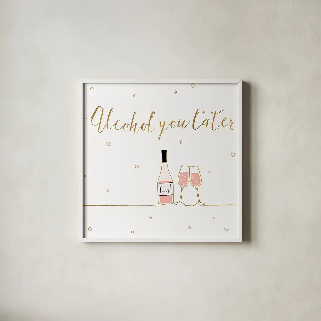 Underlined Bubbly VIII by Veronique Charron. Shown in a crisp white glass frame for a clean and minimalist style. Available as an archival giclee rolled canvas, fine art paper, or poster print. SKU 34816a.