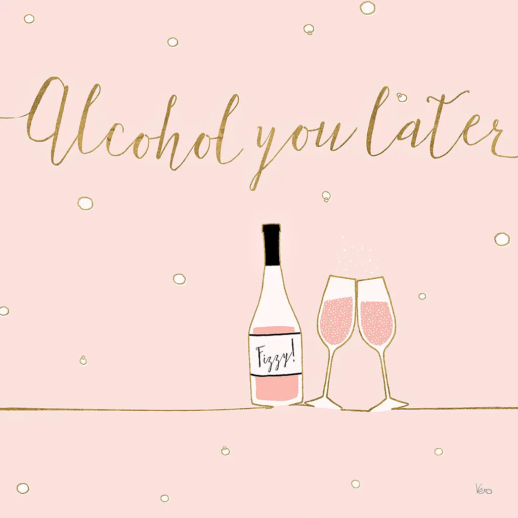 Underlined Bubbly VIII Pink by Veronique Charron. SKU 34824a. Archival Giclee Fine art print for wall decor.