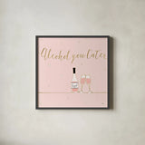 Underlined Bubbly VIII Pink by Veronique Charron. Shown in a sleek black glass frame for a contemporary gallery look. Available as an archival giclee rolled canvas, fine art paper, or poster print. SKU 34824a.