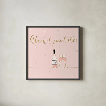 Underlined Bubbly VIII Pink by Veronique Charron. Shown in a sleek black glass frame for a contemporary gallery look. Available as an archival giclee rolled canvas, fine art paper, or poster print. SKU 34824a.