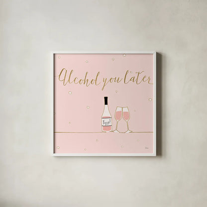 Underlined Bubbly VIII Pink by Veronique Charron. Shown in a crisp white glass frame for a clean and minimalist style. Available as an archival giclee rolled canvas, fine art paper, or poster print. SKU 34824a.