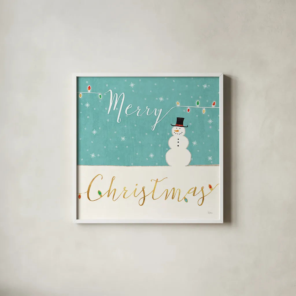 Underlined Christmas I by Veronique Charron. Shown in a crisp white glass frame for a clean and minimalist style. Available as an archival giclee rolled canvas, fine art paper, or poster print. SKU 36304a.